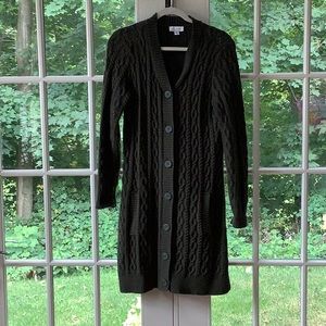 Forest green,long cardigan sweater 2 pockets